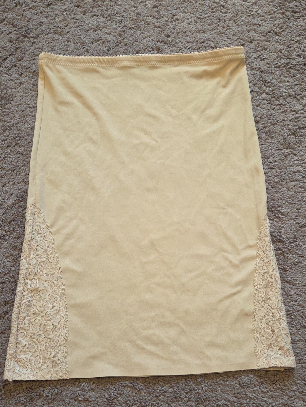IZOD Tan Beige Nylon Spandex Tummy Control Half Slip Lace Accent Size Medium - Picture 5 of 7